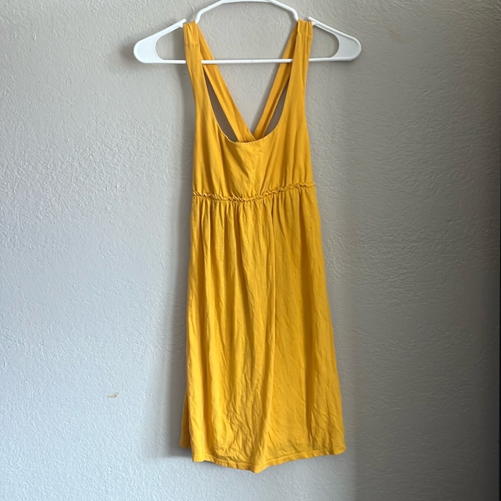 Yellow summer babydoll cross back dress